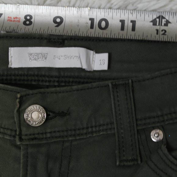 WOMEN LEVIS PANTS OLIVE GREEN 524 SKINNY SZ 13 - Picture 4 of 5